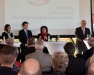 Landessozialministerin Dr. Carola Reimann (Mitte) gratuliert zu 40 Jahre Caritas-Sozialstation in Duderstadt.